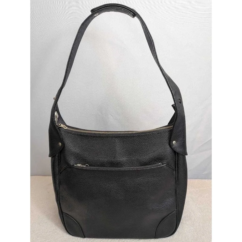 Samsonite Saturn Black Leather‎ Hobo Shoulder Bag Medium